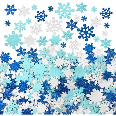 500 Pieces Christmas Stickers Glitter Foam Stickers Self Adhesive Snowflakes Stickers, Snowflake Shape Stickers, Christmas Stickers for Kids, Christmas Stickers for Crafts Cover
