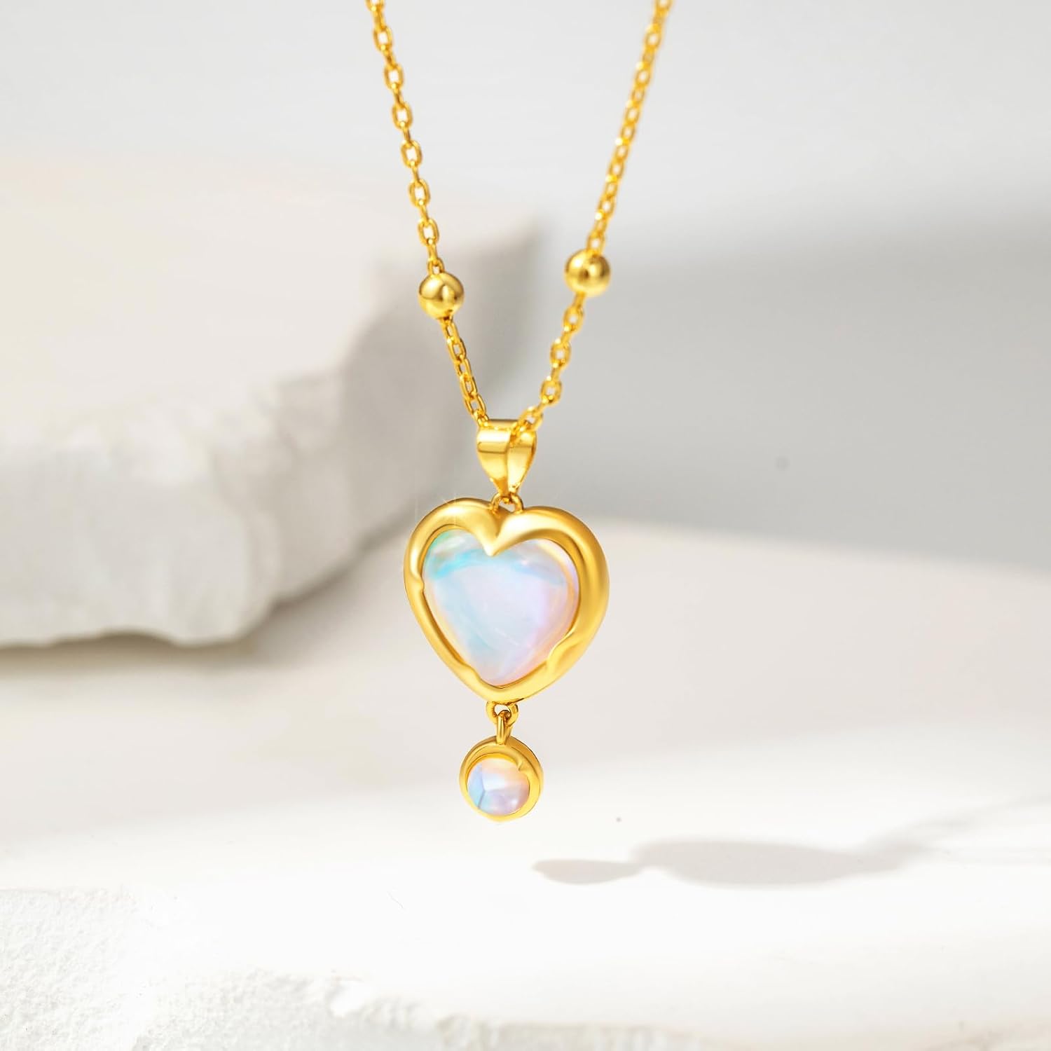 Cicy Bell Womens Pendant Necklace 18k Gold Plated Lucky Dainty Necklace Gifts Fashion Jewelry 17.7'' with 2'' Extender image 3