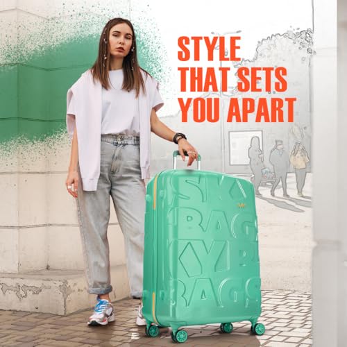 Image of Skybags Polycarbonate (Pc) Graphiq Check-in 75 Cm(Large) 8 Wheels Trolley Bags for Travel Hard Case Spinner Luggage, Lightweight Bag with TSA Lock & Scratch Resistant|5 Years Warranty (Marine Green)