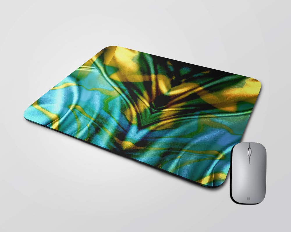 BLISSart Mouse Pad Non-Slip Rubber Mousepad for Laptops Gaming Computer PC HD Printed Mousepads- Wrinkled Fabric Green & Blue (9 x 7.5 Inches)