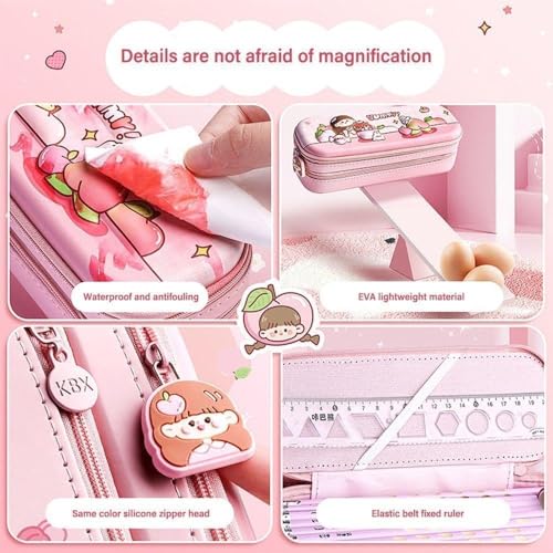 Image of DEOXY Premium 3D Double Layer Pencil Case Eva Large Capacity Zipper Pouch Bag Compass School Organizer Students Kids Stylish Pen Holder Stationery Box (Rabbit)