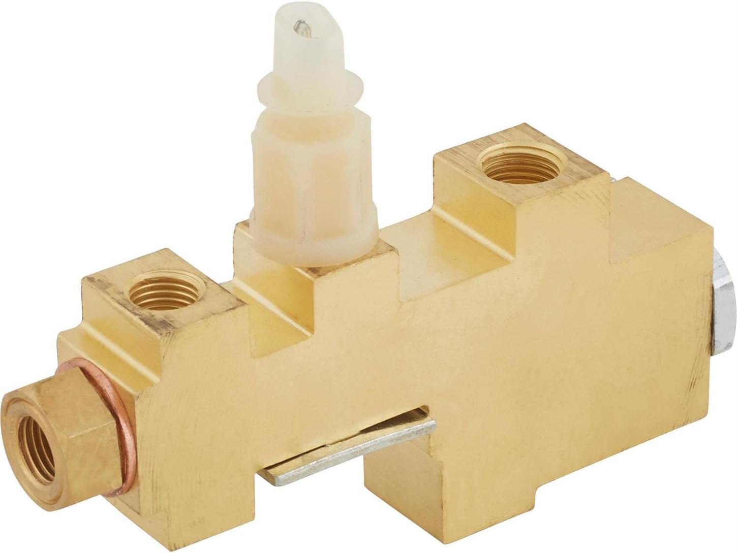 Speedway Motors Proportioning Valve Compatible With 1960-70 Ford Style Disc Drum Brakes OEM Look Brass Construction with Brake Light Warning Switch Fits 1965-73 Mustang