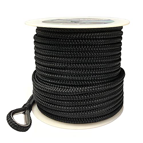 Gen3 Marine Premium Double Braid Black Boat Anchor Line (3/8