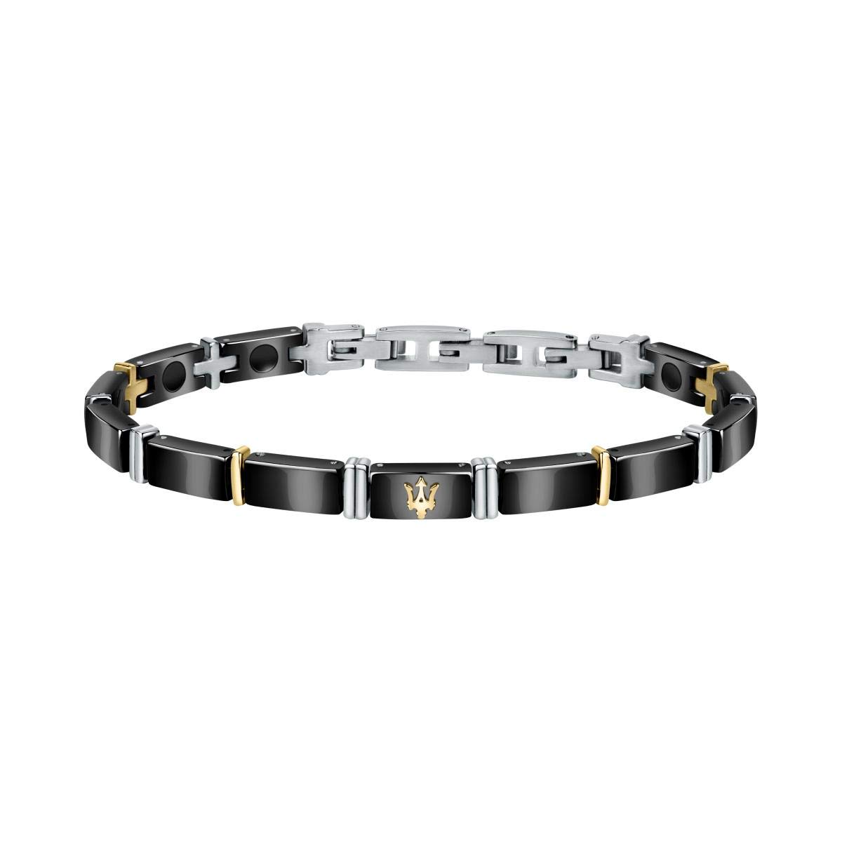 Maserati Bracciale Uomo, Collezione JEWELS, in Acciaio, ceramica, PVD oro giallo - JM221ATZ03