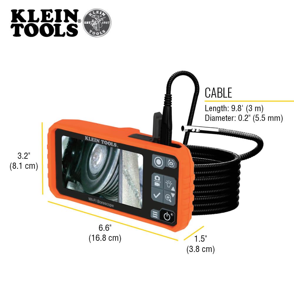 Klein Tools ET19 Wi-Fi Pro Borescope, 5.5 mm 9.8-Foot Armored Snake — Amazon image 4