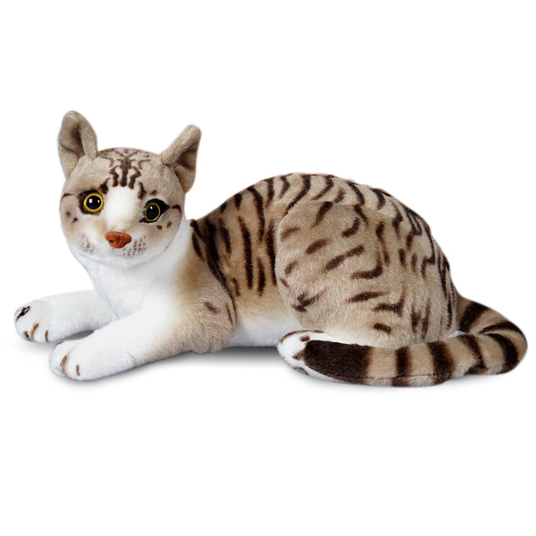 Gato de peluche realista, 30 cm, gato de peluche realista, juguete de peluche, suave felpa, gato tumbado, bonito regalo para niños, mujeres, cumpleaños, Navidad