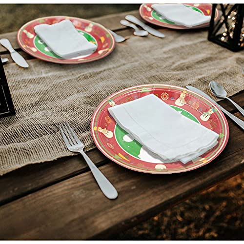 Jokmae Merry Christmas Disposable Paper Plates Holiday Xmas Party Favor Supplies Table Decoration Set Include 20 Pcs 9" Dinner Plates And 20 Pcs 7" Dessert Plates, Dinnerware Set Serves 20 Guests #TOP5