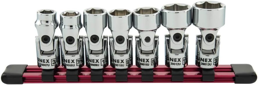 3/8" Drive 7Piece 6 Pt. SAE Universal Socket Set with Rail