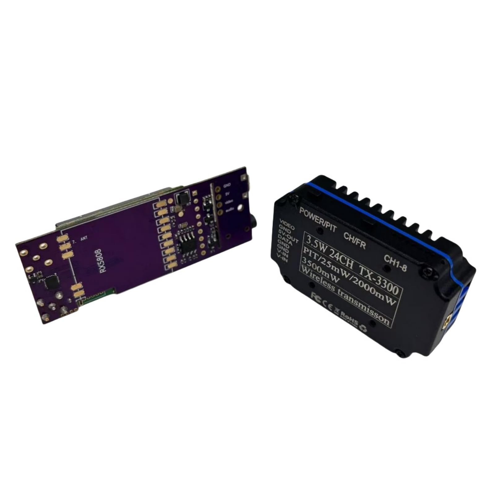 3,3 GHz FPV-Drohnen-Videoübertragungs-Kombination, 3,5 W Sender und 24-K-Empfänger, leicht, 37 g