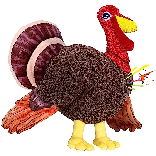 PUHOHUN Thanksgiving Turkey Dog Toys for Dogs - Christmas Dog Toy for Medium Small Breeds Dogs (Brown)