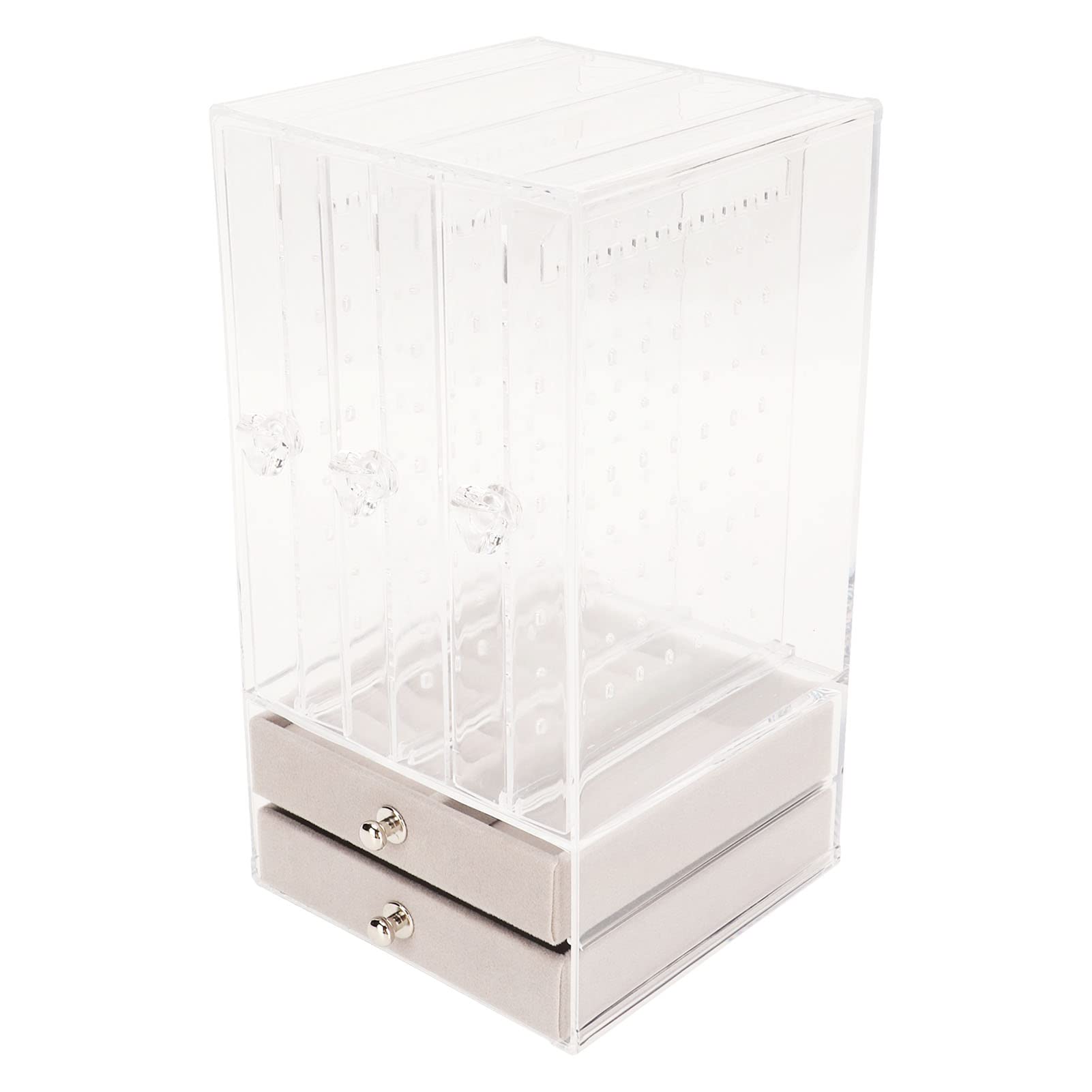 Organisateur de boucles d'oreilles en acrylique transparent avec 5 tiroirs de rangement