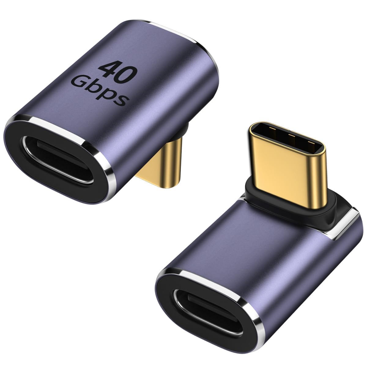 ShineeKee 90 Degree USB C Right Angle Adapter 40Gbps Data Transfer USB 4.0/Thunderbolt 4 Type C Male to Female Connector Extender for Mobile Phone,