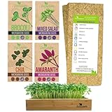 Microgreens Refill for Zestigreens Microgreens Growing Kit. Broccoli, Mixed Salad, Chia & Red Amaranth Organic Microgreen Seeds & 4 mats.