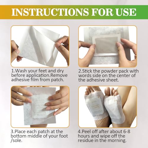 Image of TEWEAE 32 Pads Foot Pads -with Pure Natural Turmeric & Ginger, Wormwood, Bamboo Vinegar, Bigger Adhesive Pad Ginger Foot Pads
