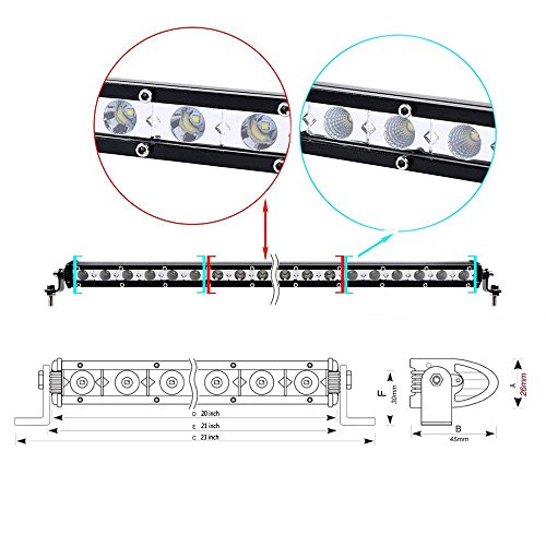 Willpower 20 Inch 90W Single Row Led Light Bar Low Profile Ultra Thin Slim Mini Spot Flood Combo Beam Led Off Road Lights Driving Lights Led Fog Lights Boat Lighting Led Work Light #TOP1
