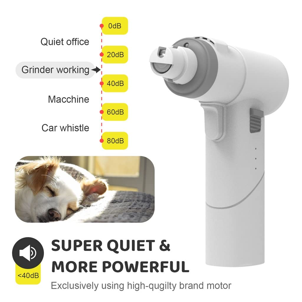 Aseo de mascotas sin esfuerzo con molinillo eléctrico de uñas para mascotas de bajo ruido, cortaúñas LED recargable con recortadora USB para un cuidado suave y seguro de las patas
