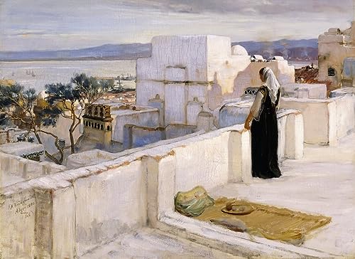 PTLYE Peinture Célèbre Impression sur Toile Art Tableau Toile Alger par Frederick Arthur Bridgman Peinture Murale Art pour Salon 60x90cm