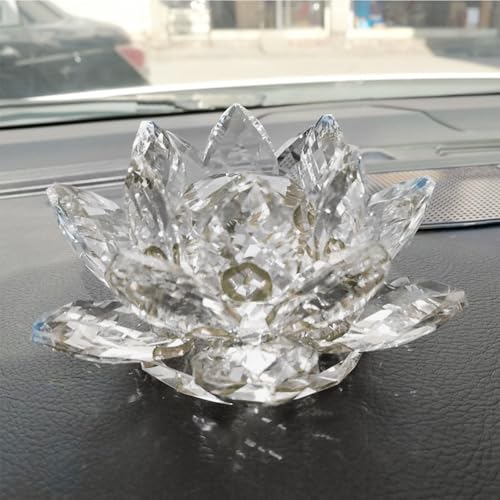 Miniatura 6 de Escultura De Flor De Loto De Cristal Para Decoración De Centro De Mesa Elegante Para Dormitorio, Relajación Y Bienestar, Pieza Interior Transparente