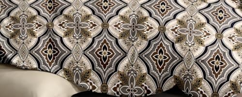 Image of 300 TC Premium Cotton Single Bed Duvet Cover with Zipper |King Size Reversible Rajai Cover for Comforters|Dohars|Blanket|Warm Stuff|90x60 Inches|Royal Beige Paisley|ASS76