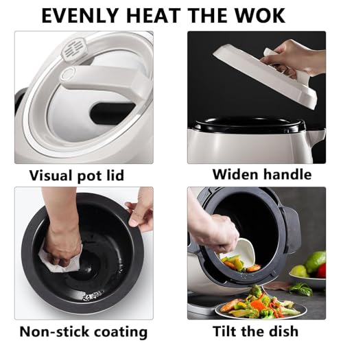 Kommerzielle Küchenmaschine, 6 L automatische Kochmaschine mit 360 ° Drehung und 3D-Rundum-Erhitzung, Einstellung der 3-Gang-Feuerkraft und Topfkörper, für das Heimrestaurant