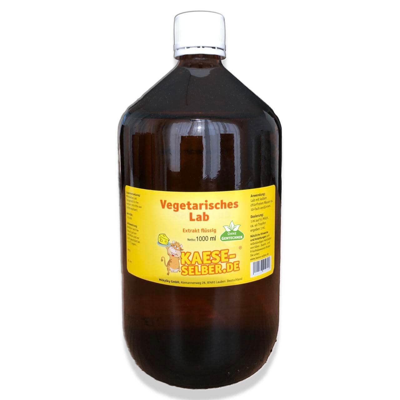 Labextrakt (Käselab) Flüssig 1000ml 1:15000 - Vegetarisches Lab für Käse Selber Machen
