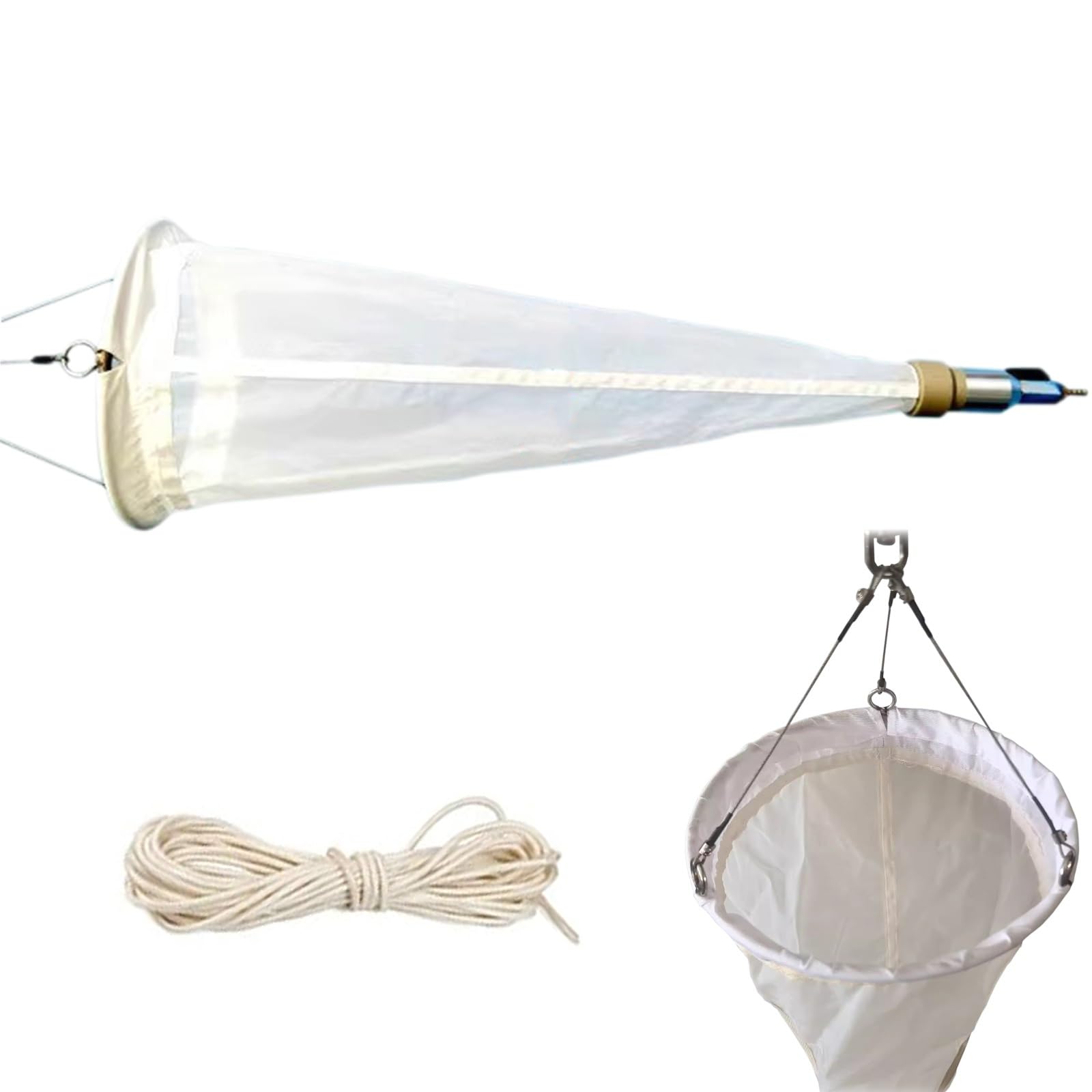 ERRULAN Plankton Net Size 50 Cm Diameter 20 Cm Size, 64/112 Micron Opening, 13/25# Fine Plankton Sampling Net, 200/125 Mesh Thickened Experimental Nylon for Collecting phytoplankton(125 Mesh)