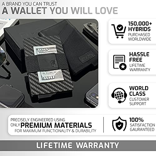 Fidelo Minimalist Wallet For Men - Pop Up Wallet With Card Holder, Money Clip And 2 Cash Bands. Rfid Blocking Wallet For Quick Card Access, Made Out Of Aluminum And Carbon Fiber/Leather Case - Black #TOP5