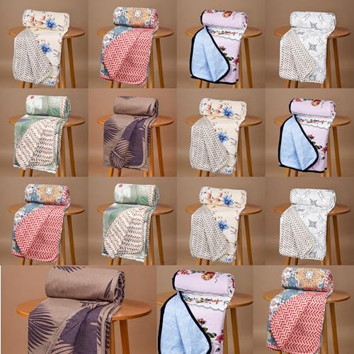 Image of HOMEKART Super Soft Cotton Printed Dohar |AC Blanket| Quilt /Duvet for Double Bed 90x86in, 250 GSM -Value Pack Bulk Bedding Set for Hotels, Hostels, PGs & Wholesale Ideal for Diwali Gifting- Pack of 15