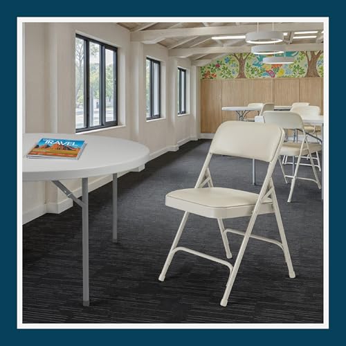 OEF Furnishings OEF1200 Series Premium Heavy Duty Vinyl Padded Folding Chairs, Commercial Grade 500 lb Capacity (4-Pack, Warm Gray) - Image 3