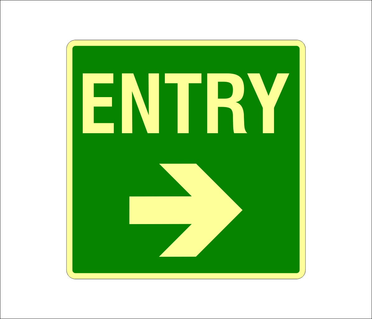 MINTKRAFT"ENTRY" RIGHT ARROW Sign Foam Sheet, Glow in Dark, UV Vinyl, Self-Adhesive, Indoor and Outdoor Use, 8 inches x 8 inches X 0.12 inches SLF715