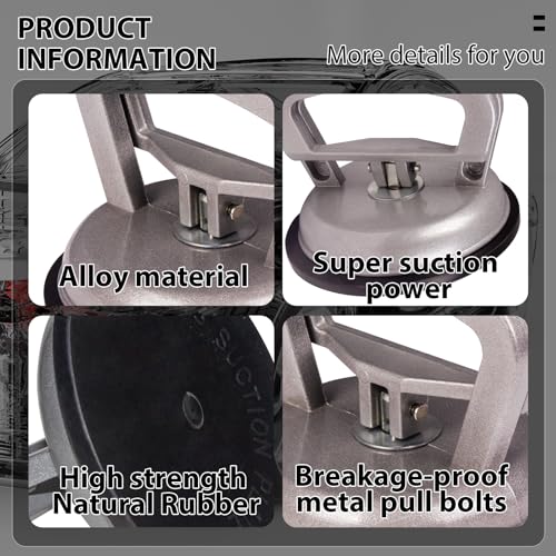 Image of Dent Puller Suction Cup Kit - Paintless Car Body Repair Tool for Dent Removal, Aluminum Alloy Heavy Duty Suction Cups with Thickened Rubber Base for Glass, Tile & Granite Slab Lifting