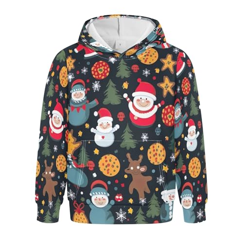 Kids Hoodies Sweaters Christmas Xmas Santa Claus Hooded Sweatshirts with Big Pockets for Boys Girls B0400349