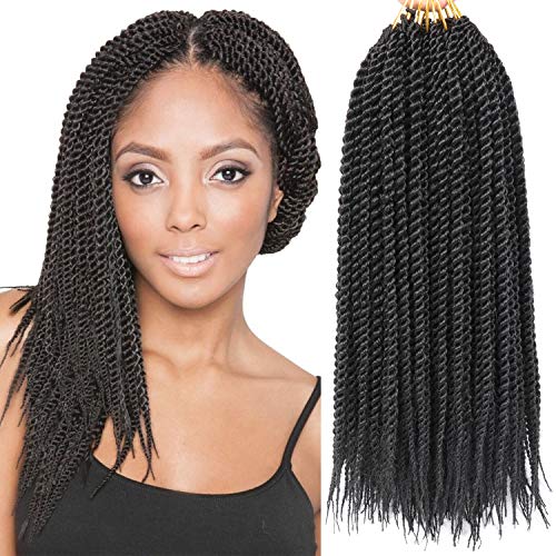 8 Packs 14 Inch Senegalese Twist Crochet Hair Synthetic Braiding Hair Extension Short Small Havana Mambo Twist Crochet Braids 20strands/pack (14 Inch, 1B)