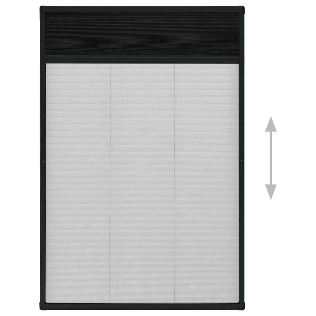 Plissee-Insektenschutzfenster für Dachfenster Aluminium Fliegengitter Rahmen Anthrazit Mückenschutz Rollo Fenster Alurahmen Fiberglas 80 x 160 cm