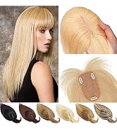 JGS1996 Hair Toppers for Women Real Human Hair Topper with Bangs 100% Remy Human Hair Wigs Clips ...