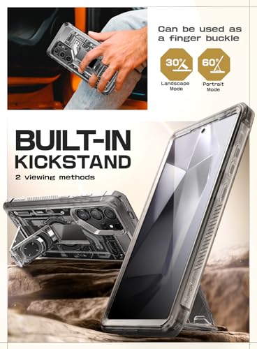 Image of SUPCASE Unicorn Beetle Pro for Samsung Galaxy S24 Ultra Case with Stand, [2 Front Frame] 360 Full-Body Belt-Clip & Kickstand Case with Screen Protector Phone Case for S24 Ultra, Frost Black