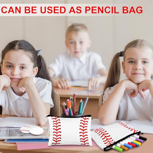 40 Baseball Makeup Bags Mirror Bulk Sport Team Gifts Baseball Cosmetic Bag Accessories for Women Toiletry Zipper Pouch Travel Canvas Gifts Stuff for Party Team Players Lover4