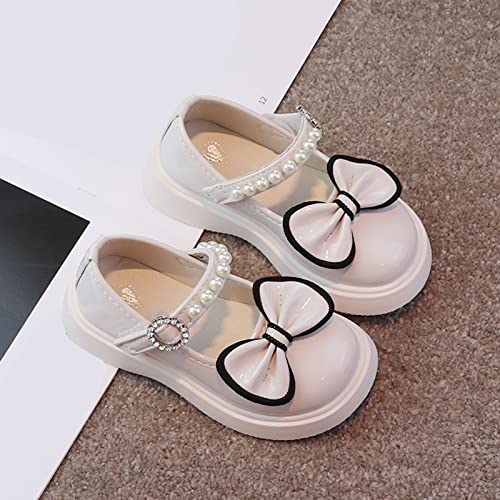 Little Girl's Leather Dress Shoes Princess Bow Shiny Pearl Fairy Shoes for Toddler Girls Kids Slip on Shoes2