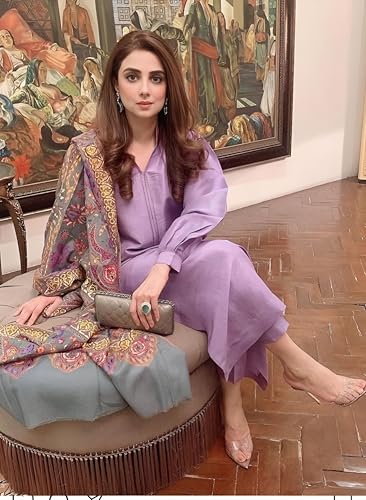 Image of ANNI Designer Women's Rayon Viscose Solid Straight Pakistani Kurta with Pant & Dupatta