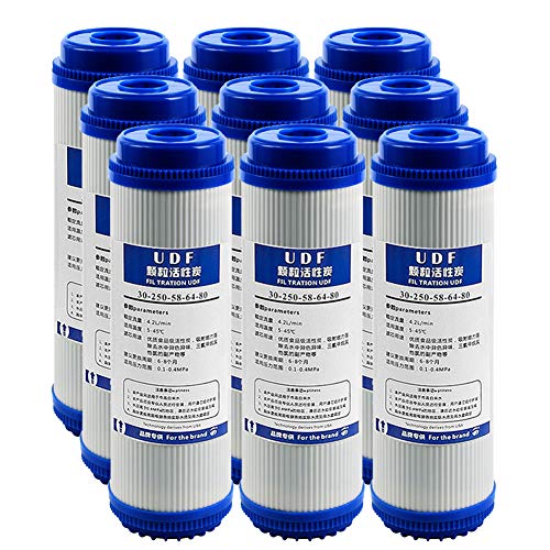 LZH FILTER 10' UDF Filtro di Carbone Attivo Granulare per L'osmosi Inversa Tutta Casa, Ricambi Filtri Acqua Sottotop (Confezione da 9)