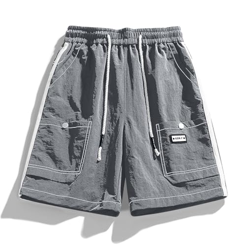 Image of Men's Cargo Shorts Elastic Waist Adjustable Drawstring Lightweight Loose Fit Casual Shorts Summer Knee Length Pants