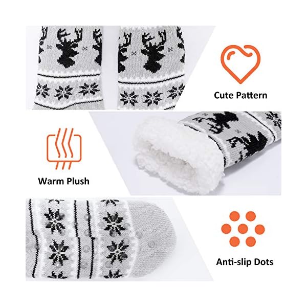 Calmare Aiglam Fleece Socken, Pantoffel Socken, Weihnachtssocken Damen Gemütliche Weiche Vlies Beleg Pantoffel Bett… – Bild 4