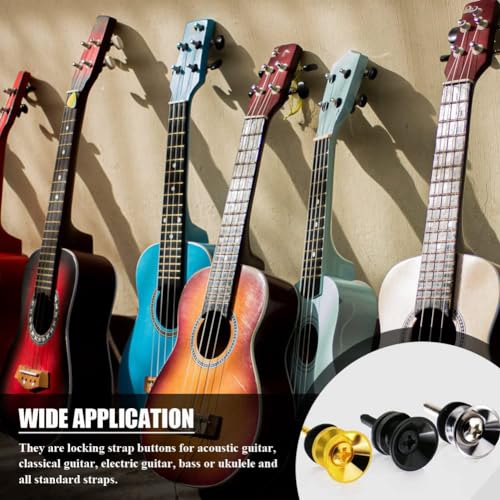 FASE 12 Pièces Boutons de Verrouillage de Sangle de Guitare Broches D’Extrémité en Métal avec Vis de Pièces de Rechange Accessoires pour Guitare Électrique Classique Acoustique Basse Ukulél - Les Beatles, Paul McCartney, John Lennon, RIngo Starr, George Harrison FASE 12 Pièces Boutons de Verrouillage de Sangle de Guitare Broches D'Extrémité en Métal avec Vis de Pièces de Rechange Accessoires pour Guitare Électrique Classique Acoustique Basse Ukulél – Image 3