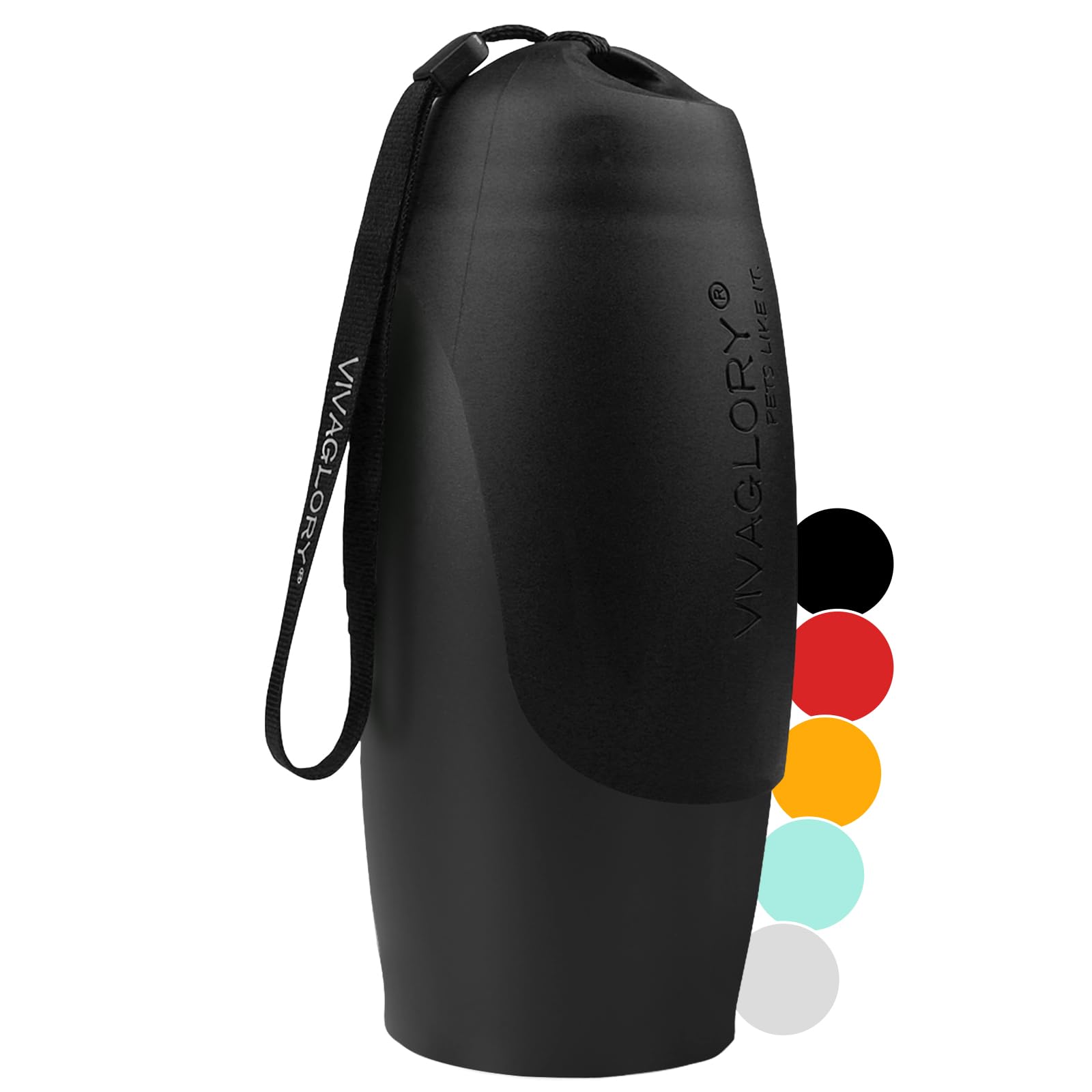 VIVAGLORYDog Water Bottle, Pet Drinking 750ml Portable & Leakproof Stainless Steel Dog Travel Water Bottle Bowl with Large Trough for Walking & Hiking, Black