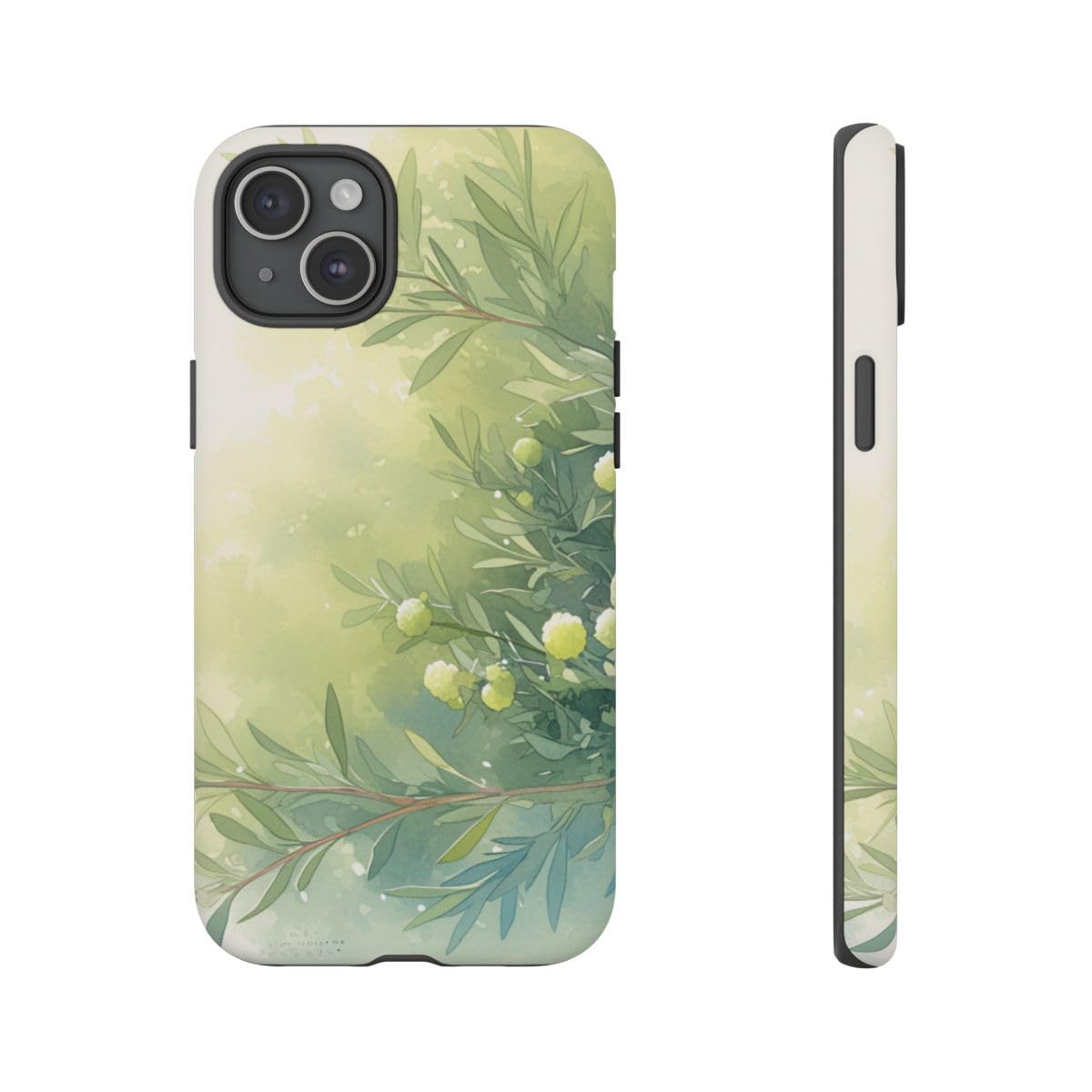 Coque iPhone 15 Plus aquarelle botanique verte rigide incassable - 4