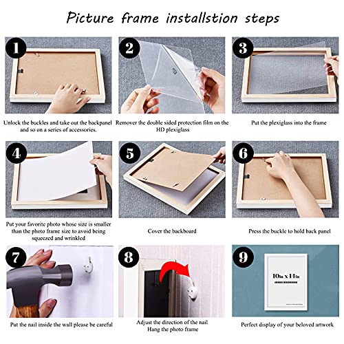 10X14 Inch Wall Hanging Wood Picture Frames Diamond Painting Frames Grandad Photo Frame Baby Scan Picture Frames For Family Walls Decoration,Anniversary,Wedding,Christmas,Baby Shower,Housewarming(White) #TOP3
