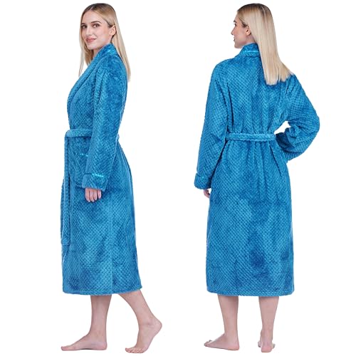 Image of PAVILIA Plush Robe for Women, Soft Fleece Long Spa Robe, Ladies Bathrobe with Pockets