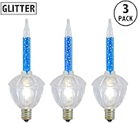 Vista 5 de Novelty Lights Paquete de repuesto de 3 luces tradicionales de Navidad, azul con líquido de purpurina plateada, paquete de 3