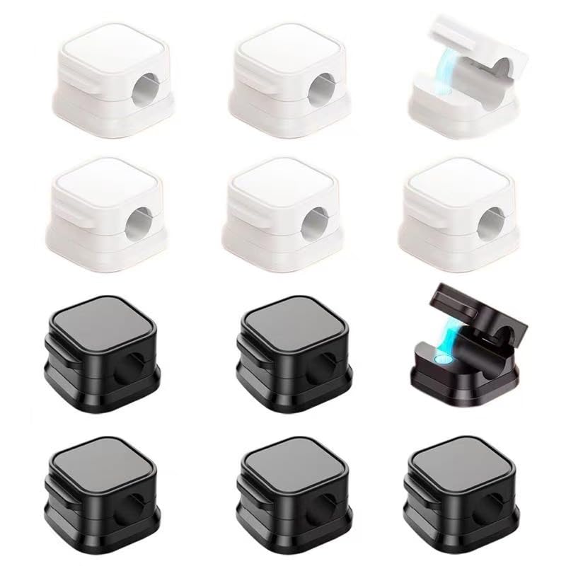12 PCS Organizador de Cables, Sujetacables, Clip de Cable, Soportes Magnéticos para Cables Clips para Cables, Organizador Cable Escritorio Ajustables para Mesillas de Noche, Cocinas, Oficinas