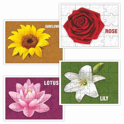 Image of Ankit Toys & Games Fix 'n' Learn Flowers Jigsaw Puzzle for Kids | Educational and Learning Toy for Kids Age 3 and Above | Boost Memory Skills | 72 Pieces Transport Puzzles (Set of 4 Puzzles in Box)
